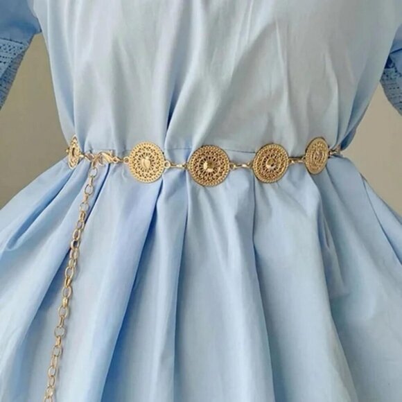GOLD Metal Waist Chain Circle Chain Belt for Lady main image 4